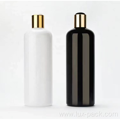 Wholesale Customized Empty Shampoo PET Plastic Bottle With Gold Black White Disc Top Cap